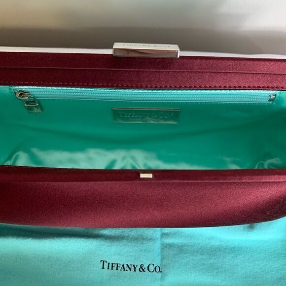 Tiffany & Co. Holly Satin Clutch - Burgundy- New - Picture 7 of 10